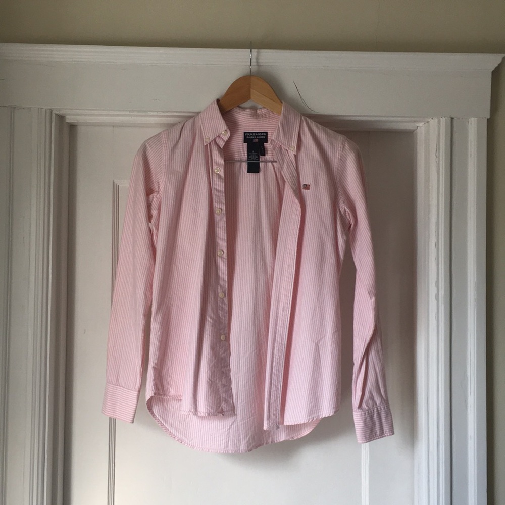 Ralph Lauren pink and white stripe button down